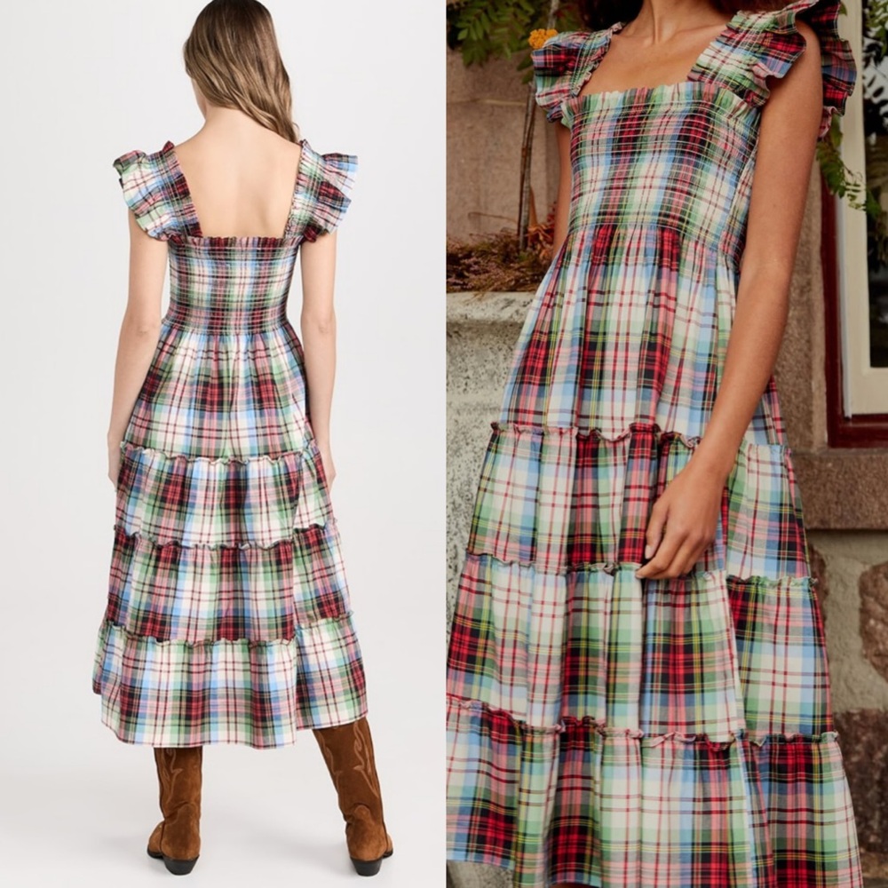 Hill House Ellie Nap Dress Multi Tartan Maxi Dress Holiday Preppy Womens S